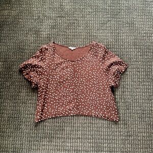 Ali Golden Brown Polka Dot Boxy Top